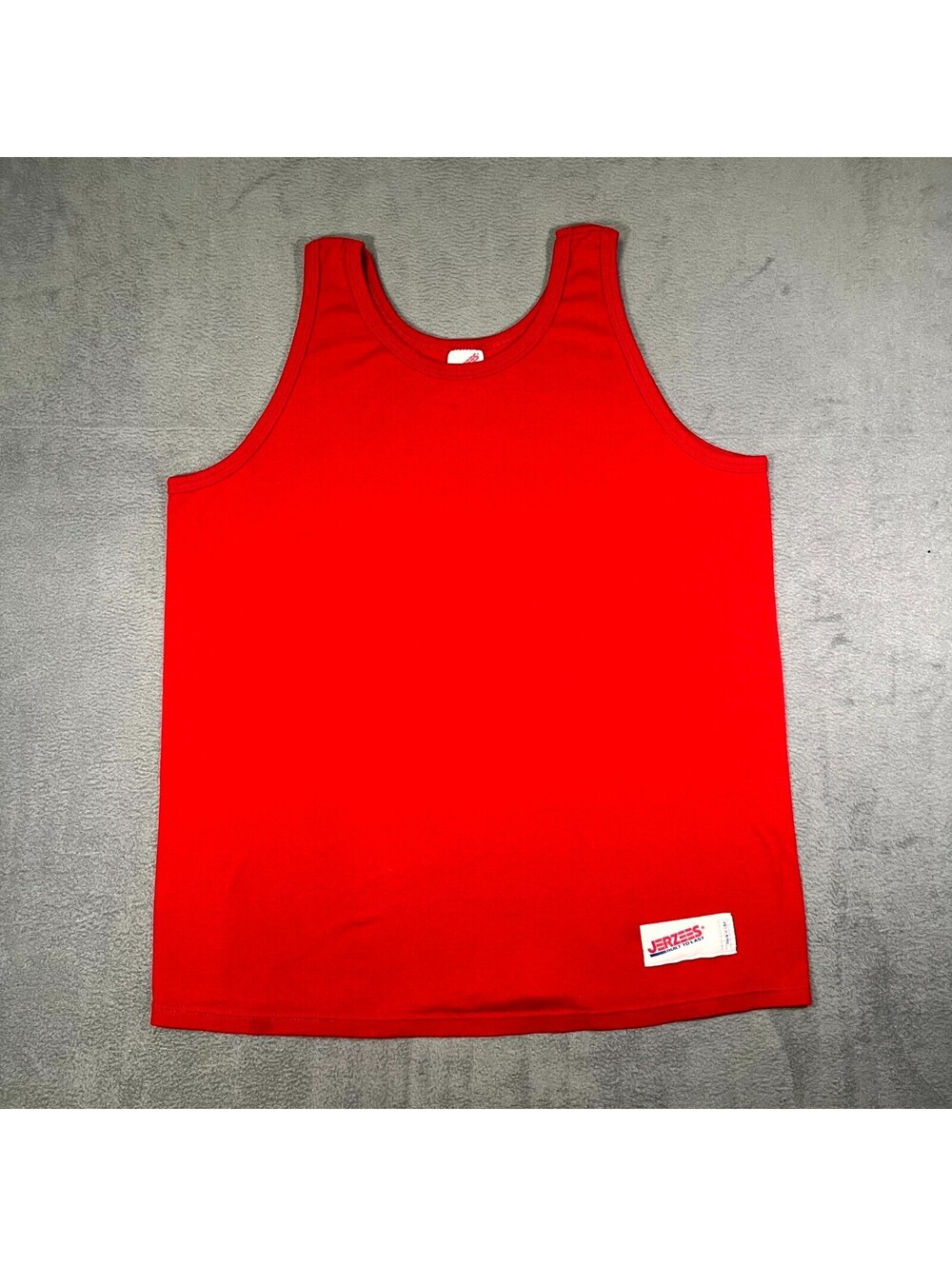 VTG JERZEES Muscle Shirt Red Mens XL Sleeveless Minimalist Athletic Sportswear